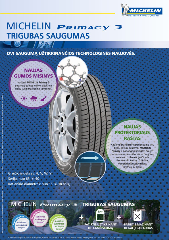 Night cascade methodology Michelin Primacy 3 padangos | Padangos123.lt